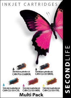 Secondlife inkt Multipack Canon PGI 550 Black &amp; CLI 551 Serie