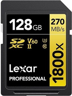Lexar SDXC Card 128GB Professional U3 V60 UHS-II