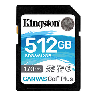 Kingston SDXC Card 512GB Canvas Go! Plus U3 V30