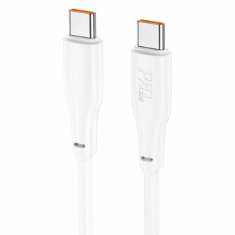 Hoco 240W Snellaadkabel USB-C naar USB-C wit