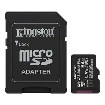 Kingston MicroSDXC Card 64GB Canvas Select Plus Gen3 U1 V10 100MB/s