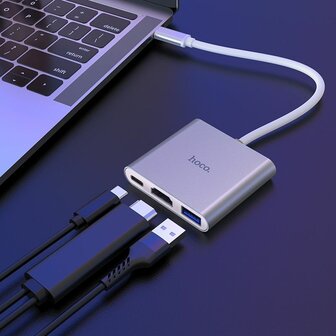 Hoco USB-C Hub 3in1 voor HDMI USB 3.0 USB-C