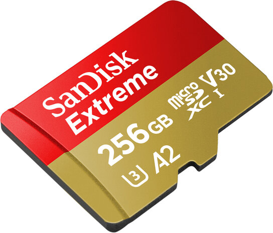 Sandisk Extreme microSD Card 256gb U3 A2 160R 90W 4K incl. adapter