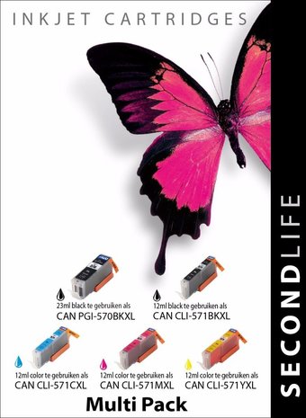 Secondlife inkt Multipack Canon PGI-570 & CLI-571 XL serie