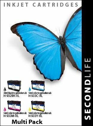 Multipack Secondlife inkt HP 932 BK, 933 C, M en Y