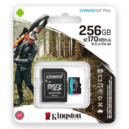 Kingston MicroSDXC Card 256GB Canvas Go! Plus U3 V30 A2
