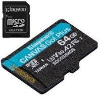 Kingston MicroSDXC Card 64GB Canvas Go! Plus U3 V30 A2