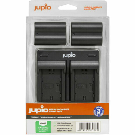 Jupio Duo Charger Fuji NP-W235 incl 2 accu's