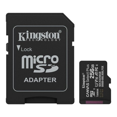 Kingston MicroSDXC Card 256GB Canvas Select Plus Gen3 U1 V10 150MB/s
