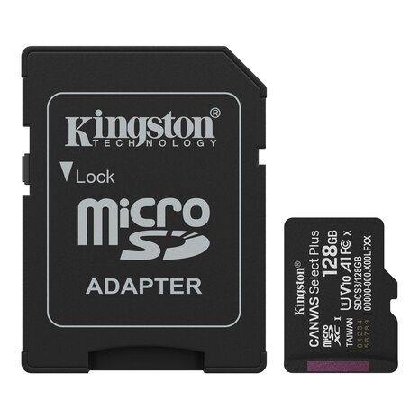 Kingston MicroSDXC Card 128GB Canvas Select Plus Gen3 U1 V10 150MB/s