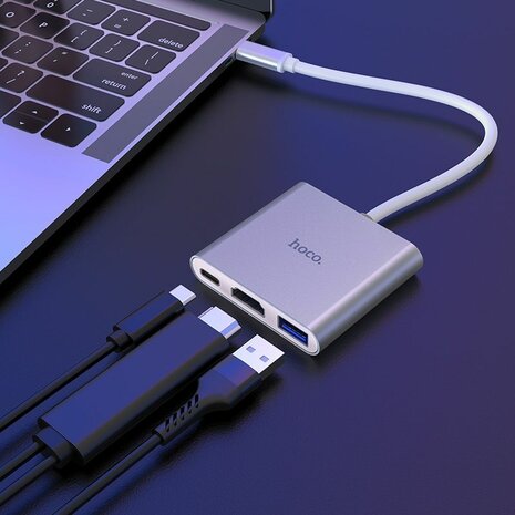 Hoco USB-C Hub 3in1 voor HDMI USB 3.0 USB-C